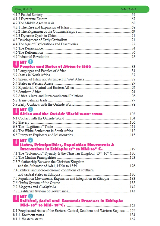 Download Ethiopian new Curriculum grade 9 history Student Textbook PDF